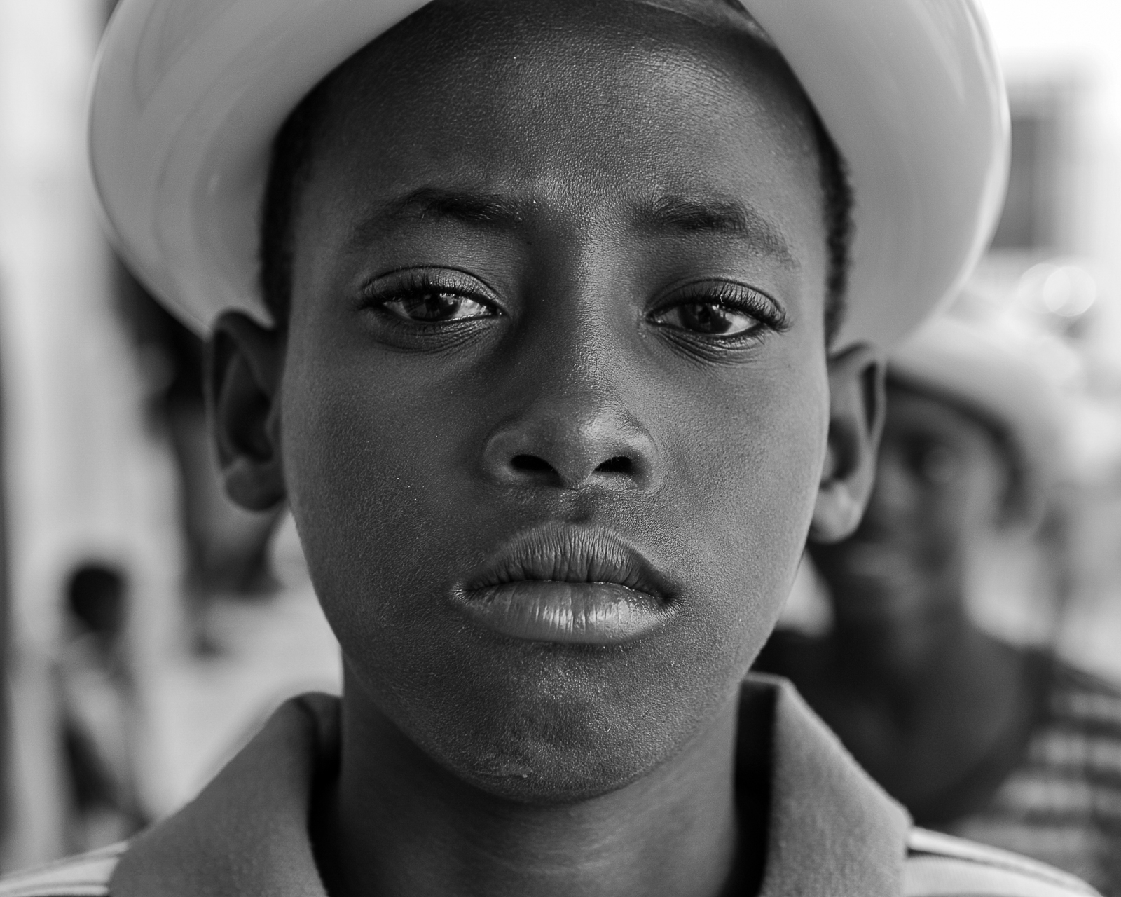 Boy with a balloon hat, April 12, 2014. (Eric Dietrich/U.S. Navy)